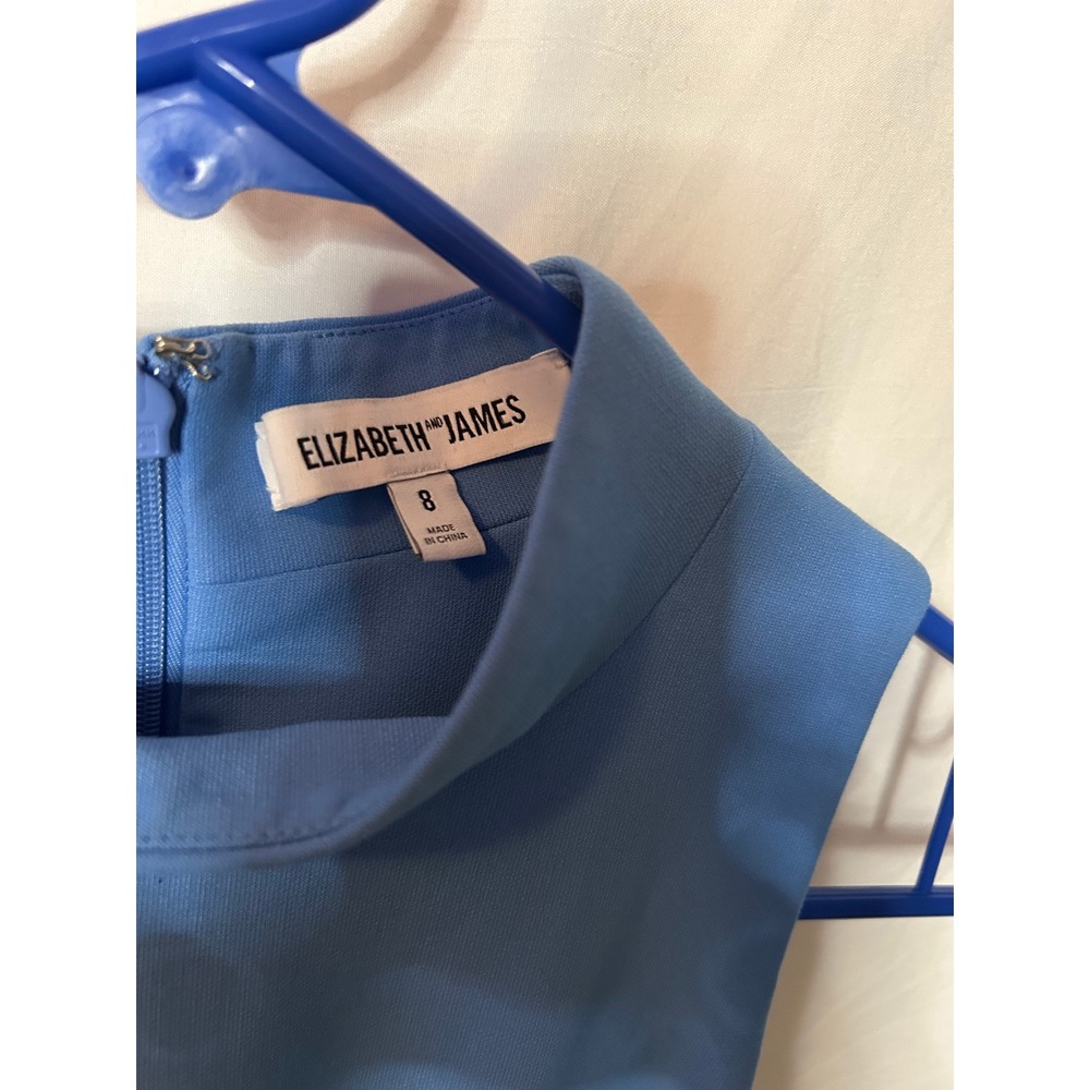 Elizabeth and James Cornflower Blue Sleeveless‎ Mock Neck Fit Flare Dress - Picture 3 of 7
